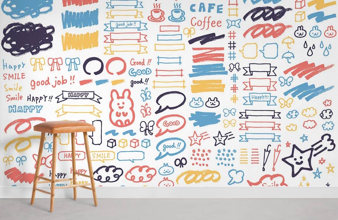 Papier Peint Fresque Graffiti Coloré Mignon