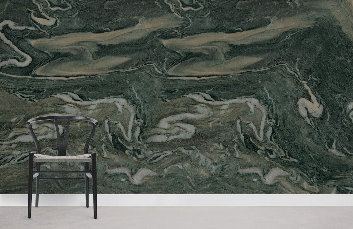 Chambre Murale Papier Peint Marbre Vert Foncé