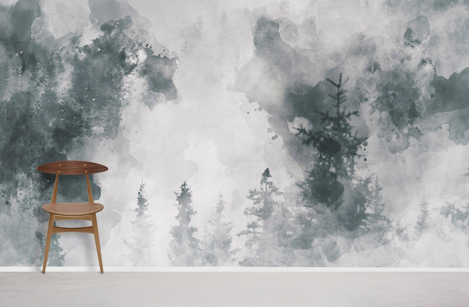 Papier Peint de Brouillard de Forêt Murale dense