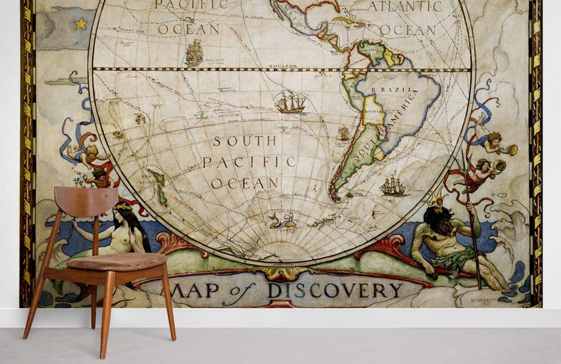 découverte carte du monde papier peint murale chambre