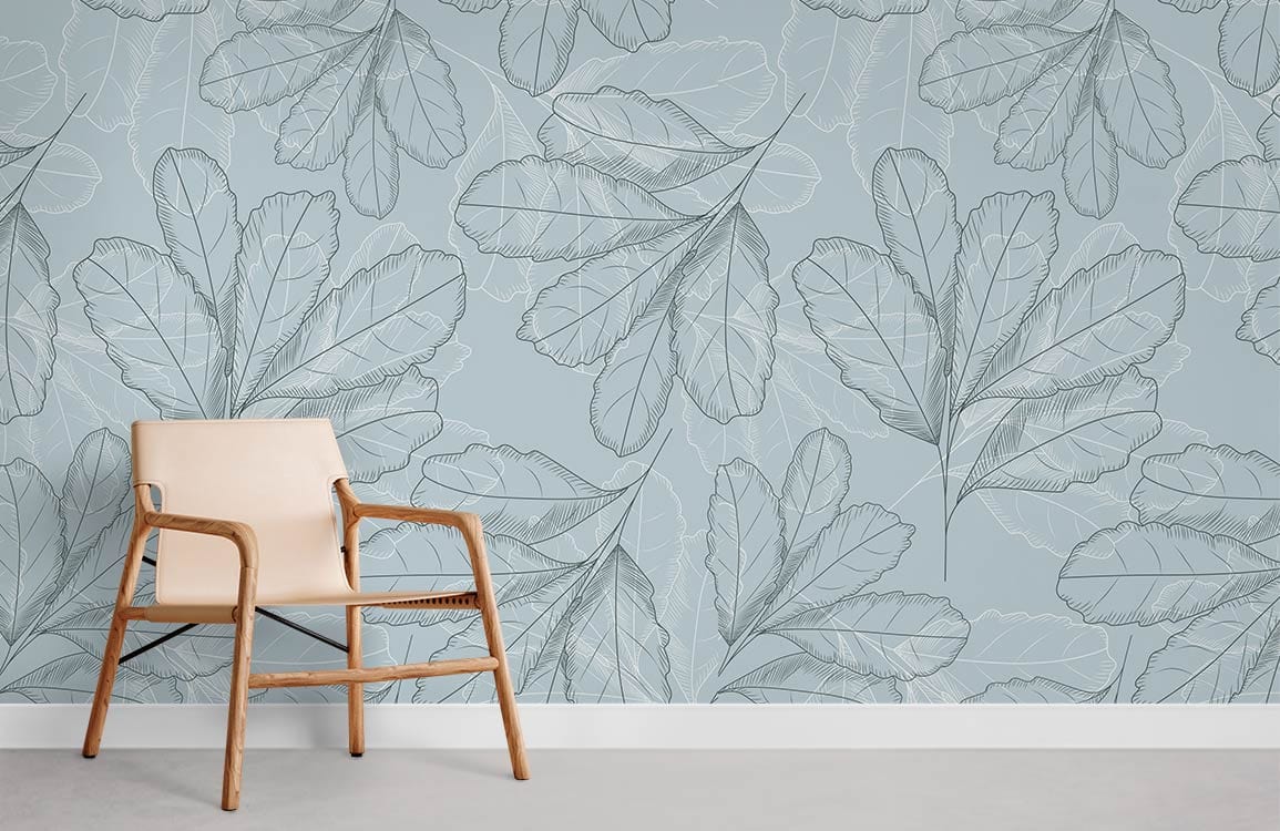 Ever Wallpaper des feuilles bleues poussiéreuses pour la maison