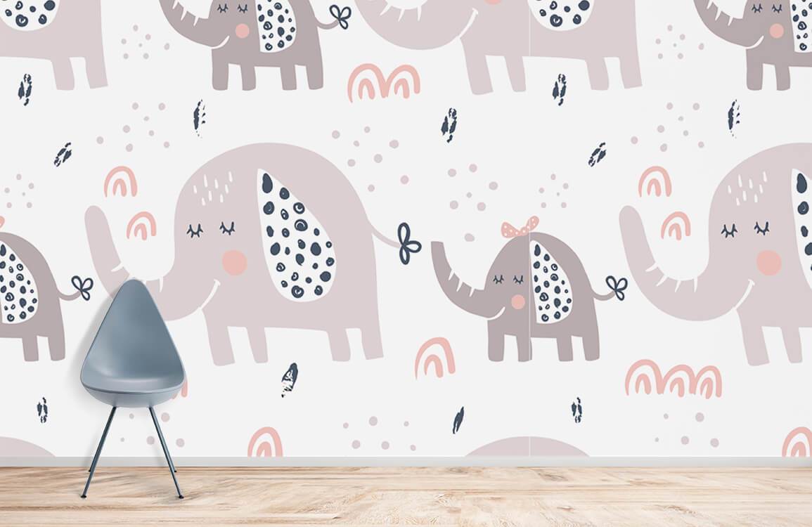Caricature d'éléphant papier peint mural salle
