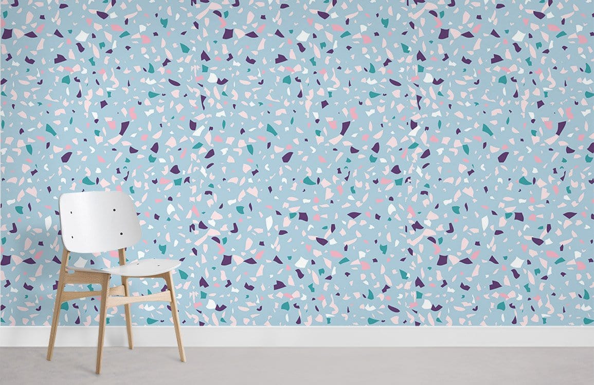 Fragments en marbre bleu papier peint peint salle