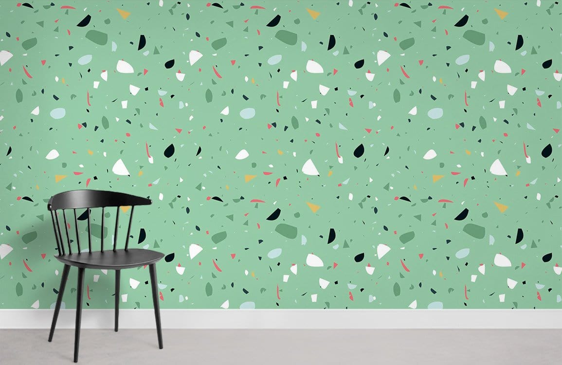 Fragments en marbre vert papier peint murale cuisine