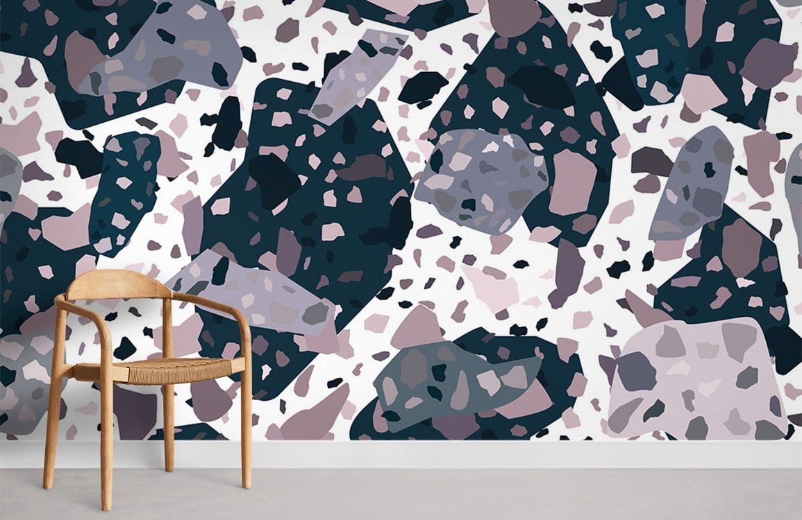 Marbre et fragments motif papier peint panoramique salle