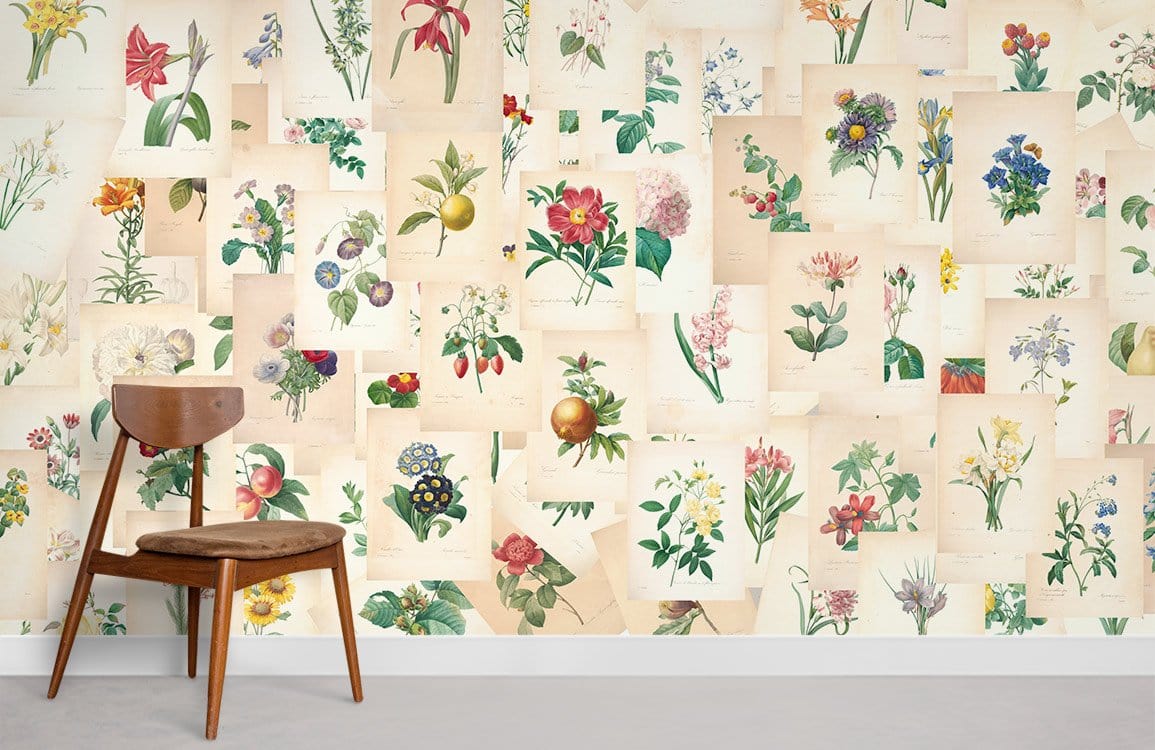 Papier peint mural fruits et fleurs