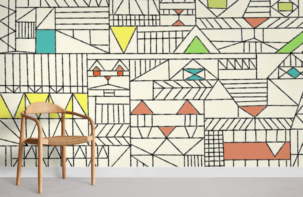 Modèle géométrique papier peint mural salle