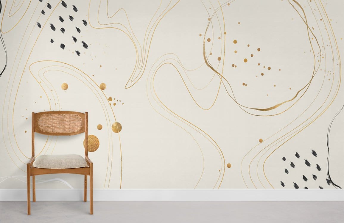 Feuille d'or Papier Peint Abstrait Chambre Murale