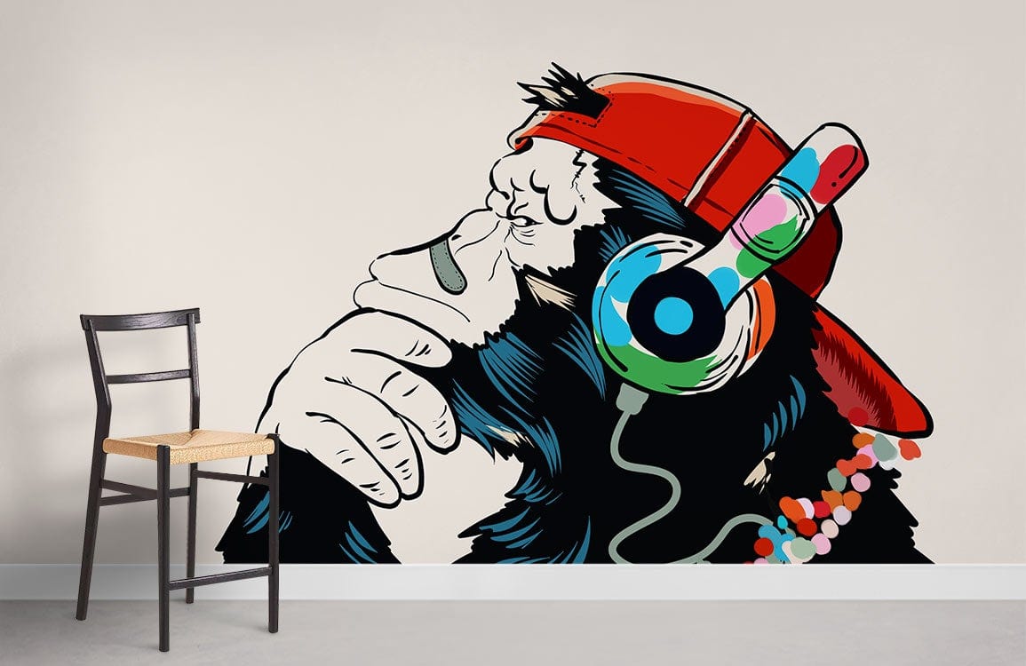 Papier Peint Fresque Gorille Musicien Graffiti