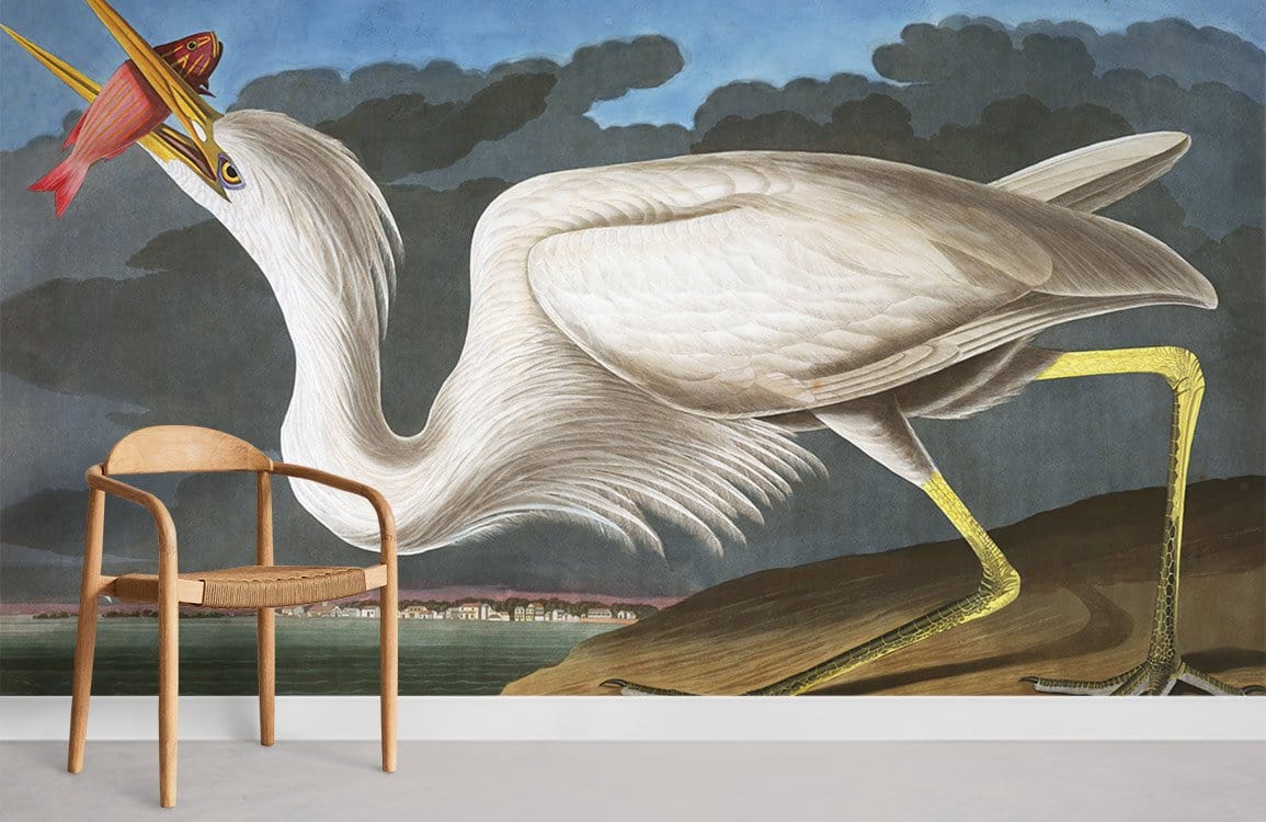 Chambre Papier Peint Oiseau Héron Blanc