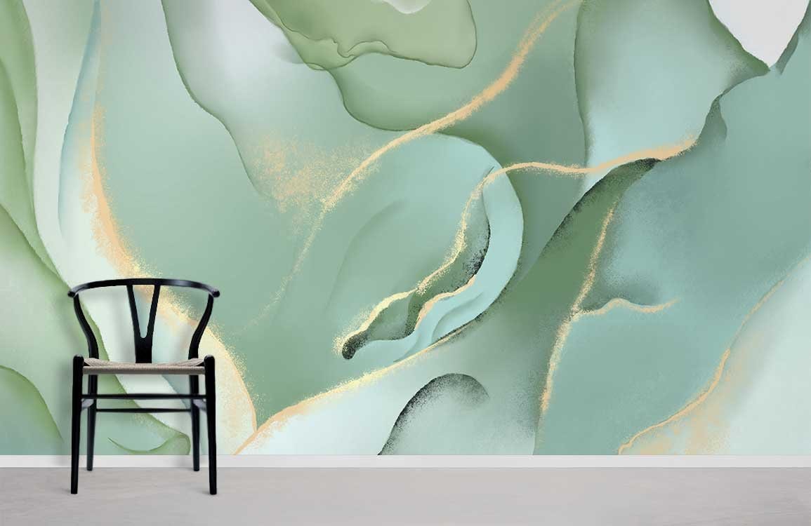 Papier peint en marbre dégradé vert pour le salon