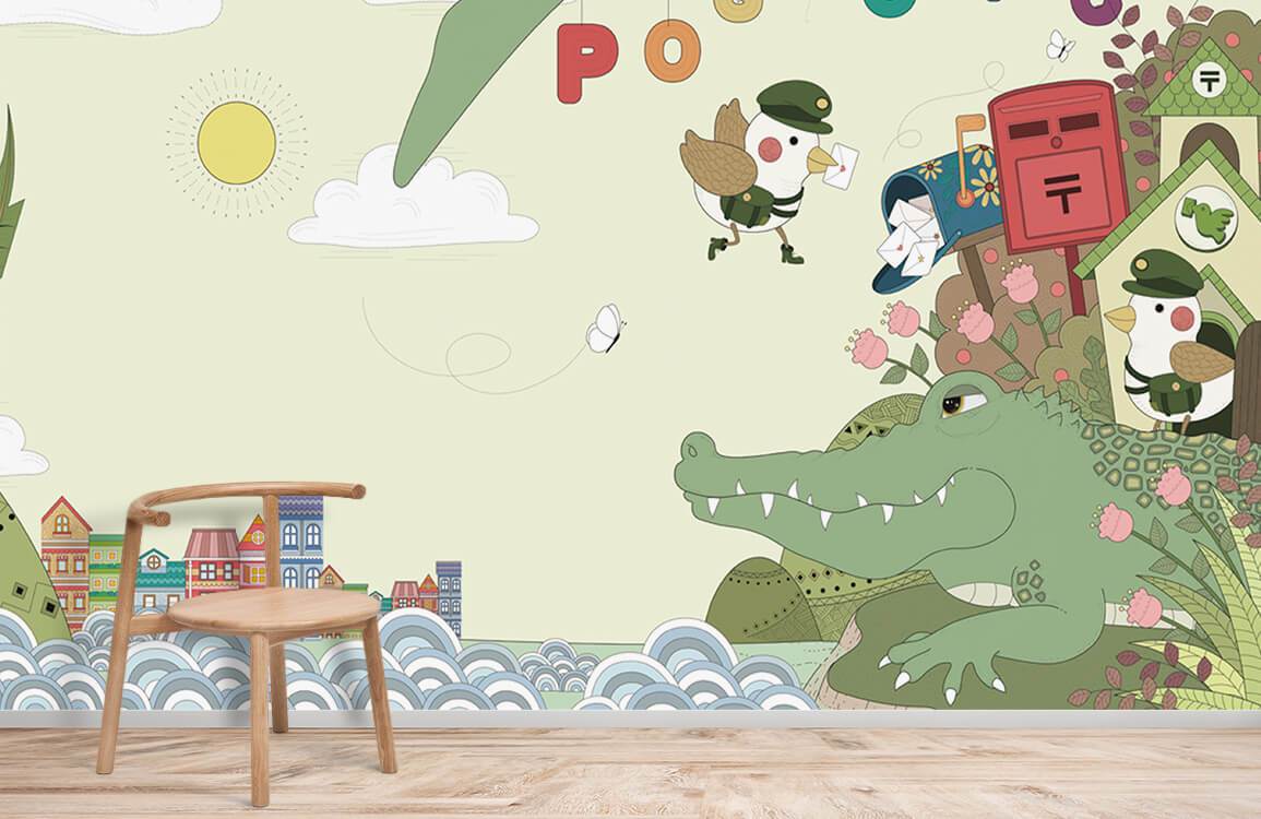 Papier peint mural crocodile pour chambre d'enfant