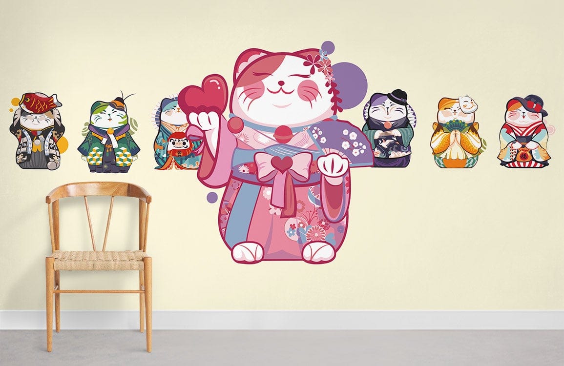 Kimono Chats  Papier Peint Chambre