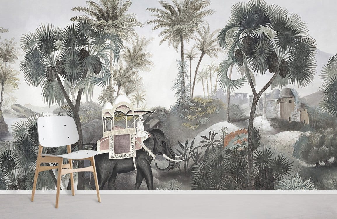 affectueux d'Éléphant de Jungle peint mural