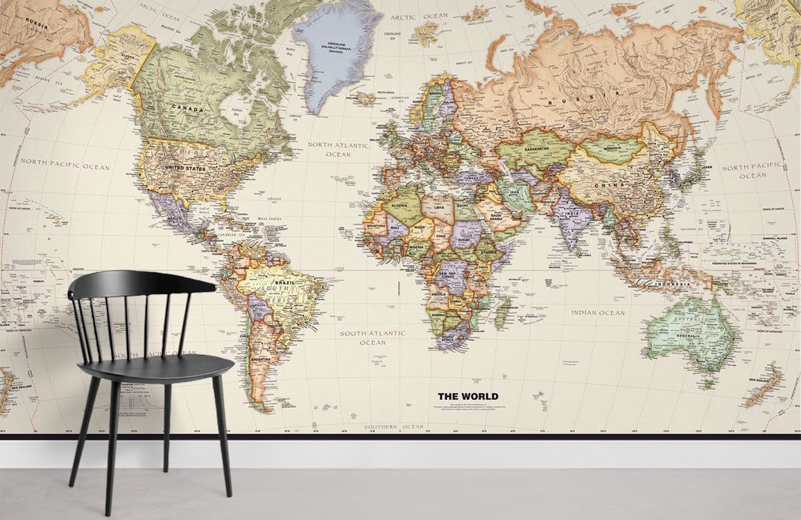 héritage carte du monde papier peint murale chambre