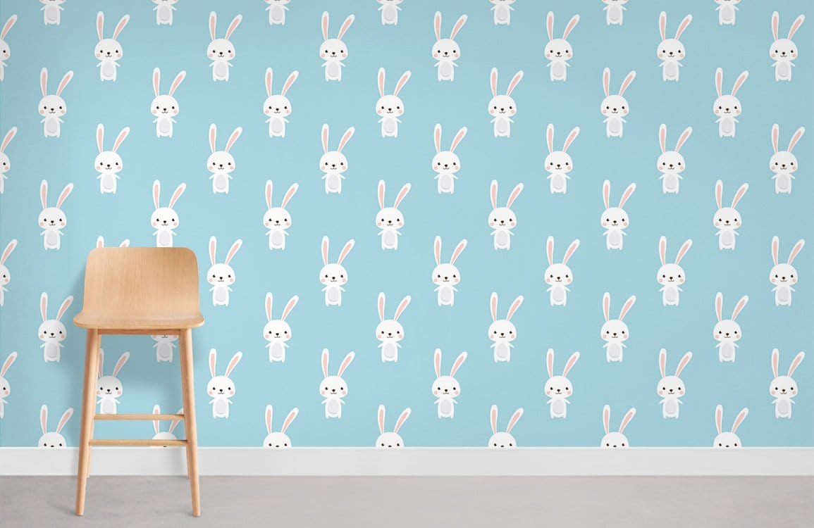 Mini lapin dessin animé peint peint mural salle