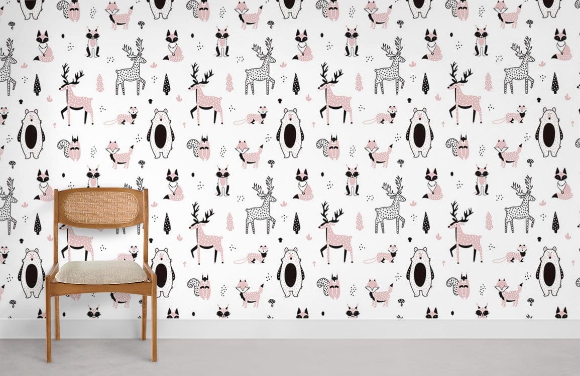 Fond de papier peint de renard et de cerf