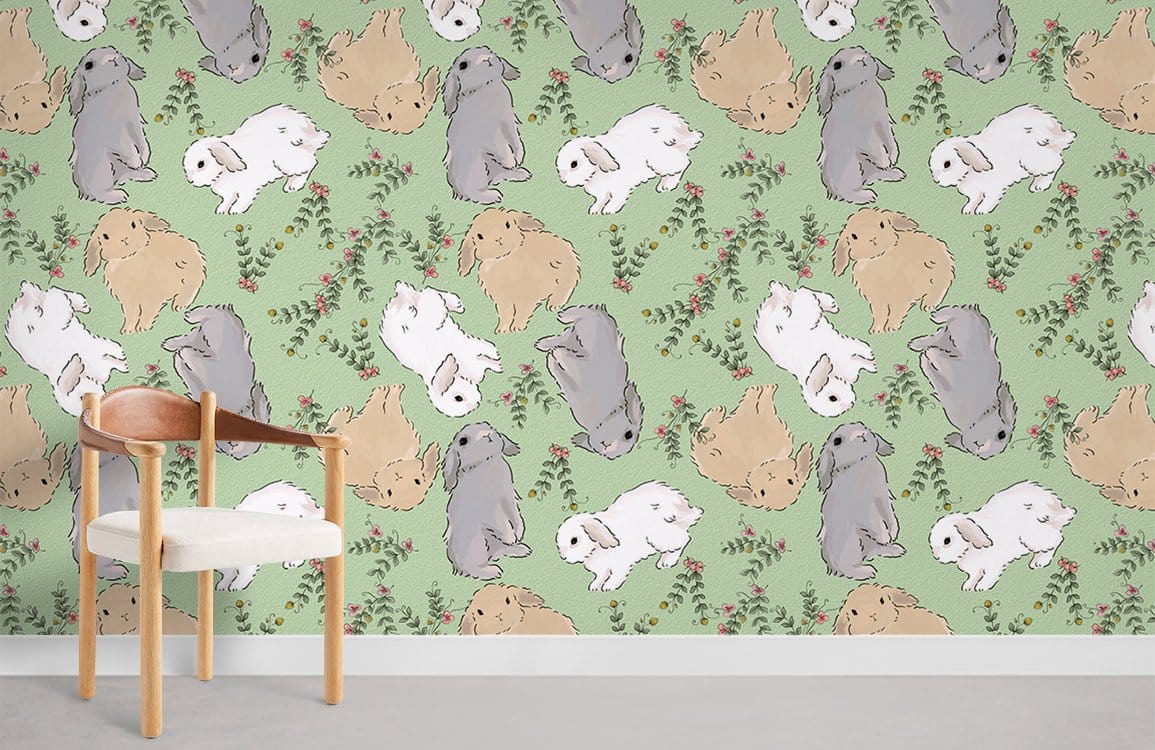 Petit lapin papier peint mural salle