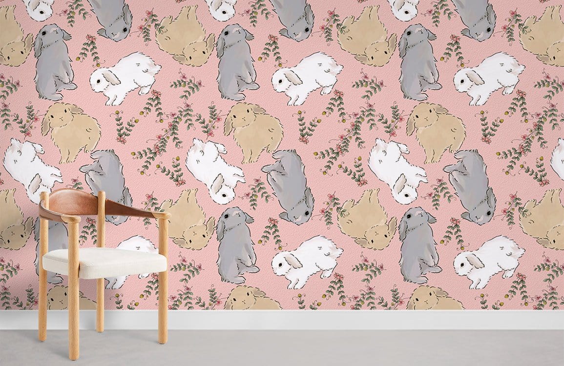 Petit lapin papier peint mural salle