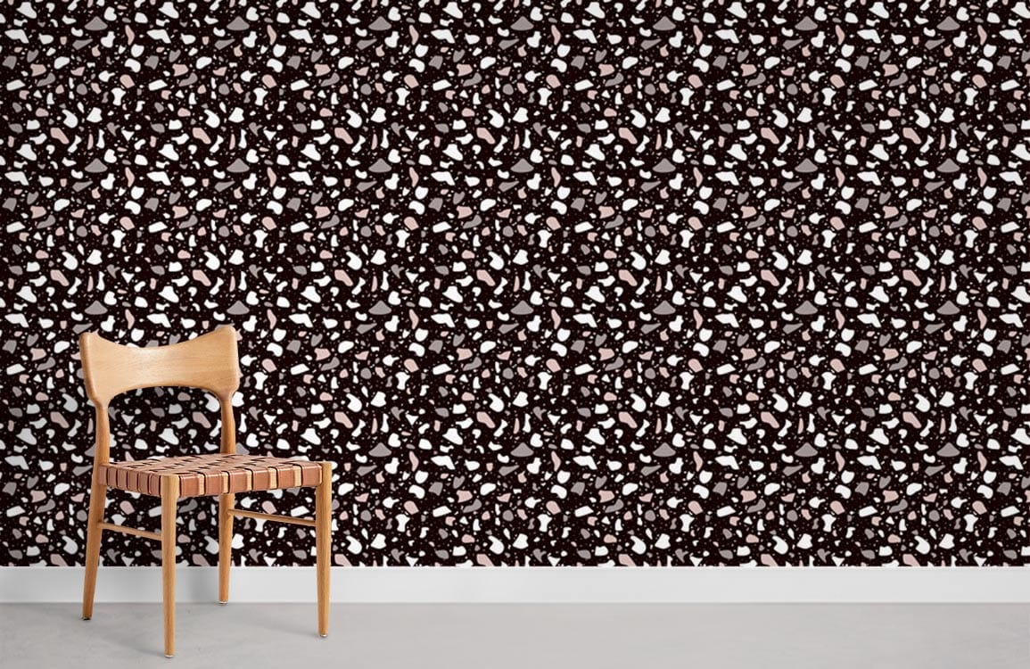 Ever Wallpaper de motif de terrazzo noir salle murale