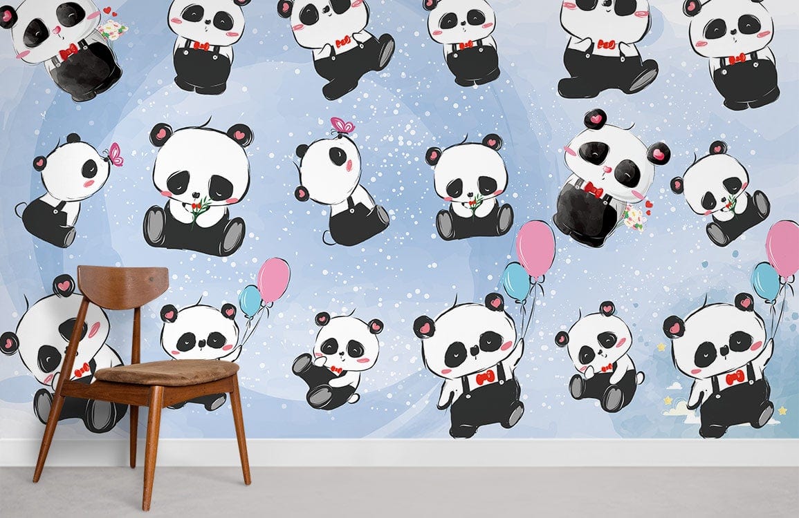 Belle chambre de papier peint pandas