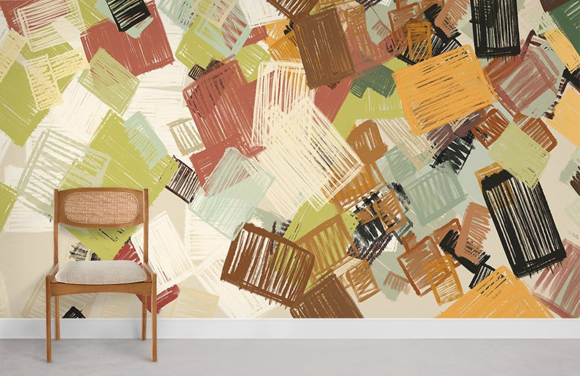 Salle de papier peint abstrait de blocs de maille