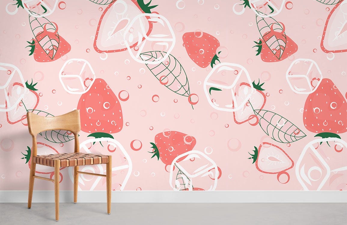 Salle murale murale aux fraises à la menthe