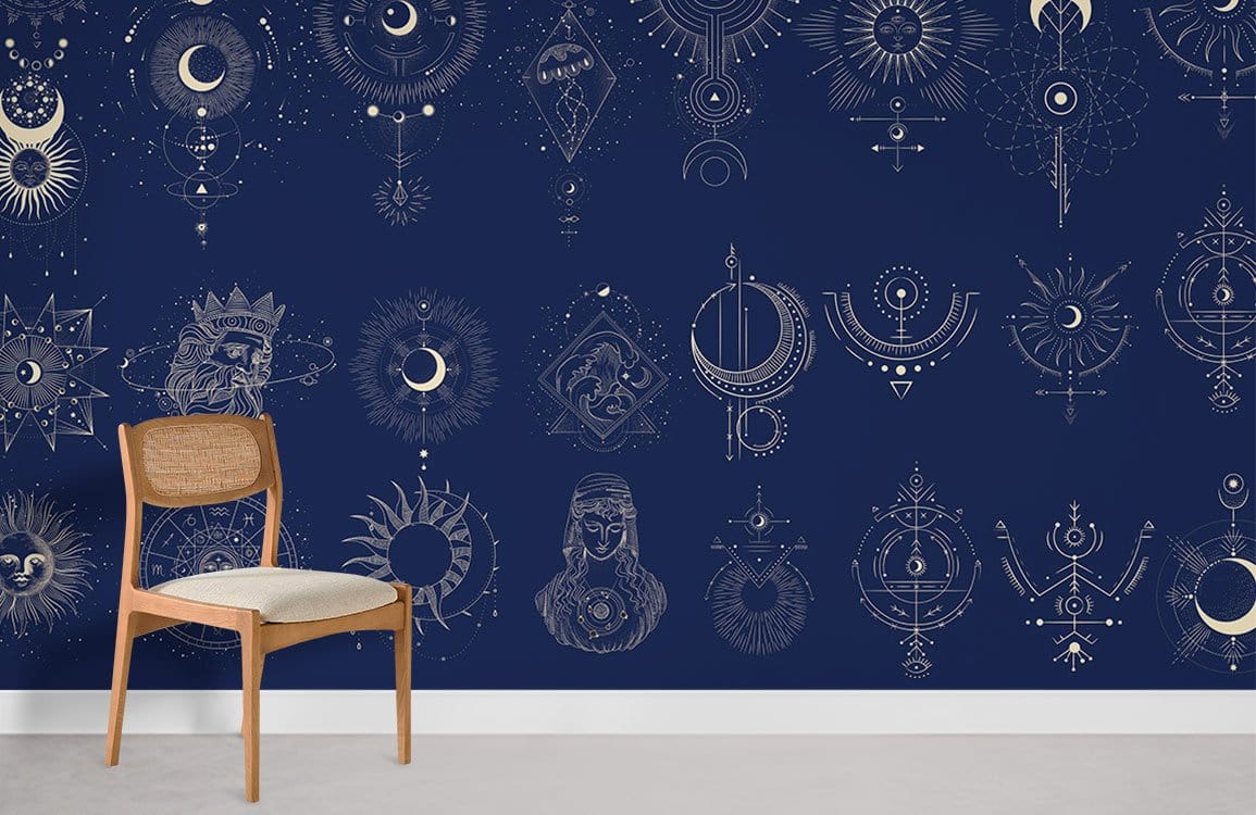 Phases de lune Modèle papier peint mural salle