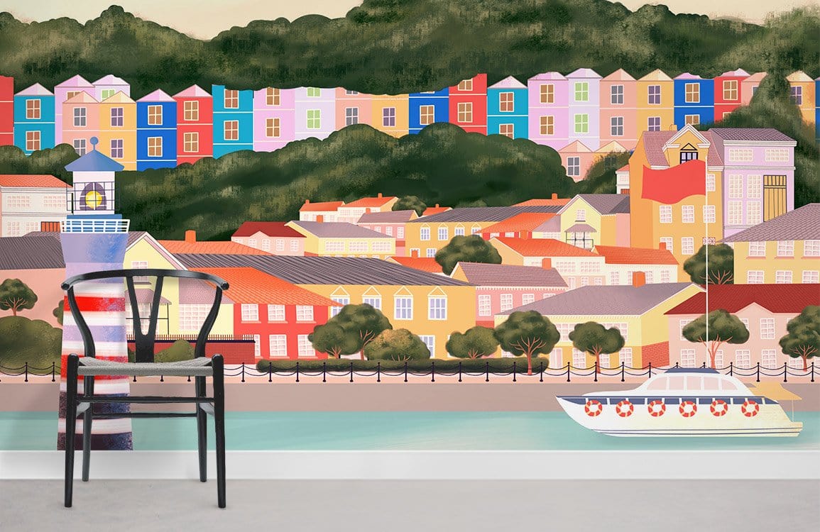 Papier Peint Fresque Village de Montagne Chambre