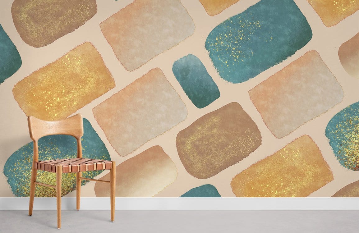 Multicolore feuille d'or abstrait blocs papier peint chambre murale