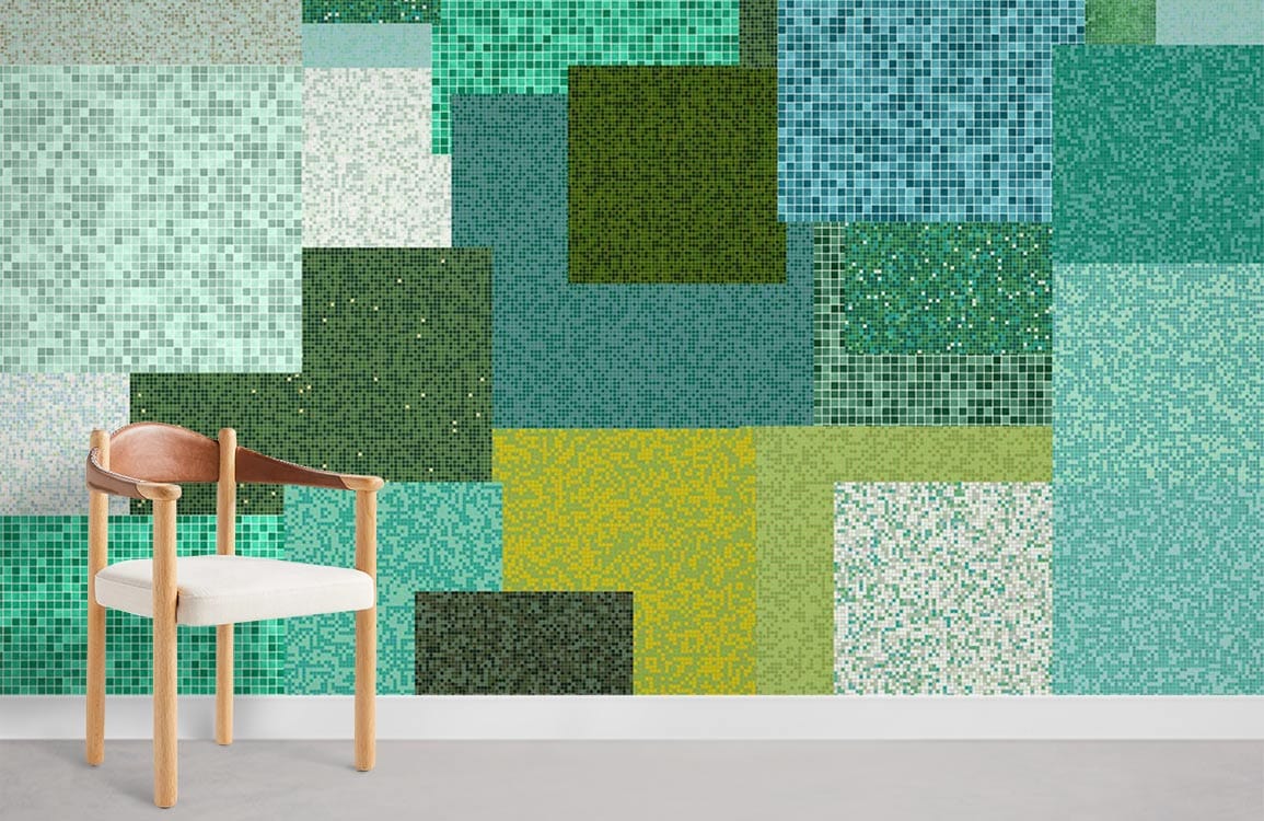 Fond d'écran de mosaïque multi vert salle de murale