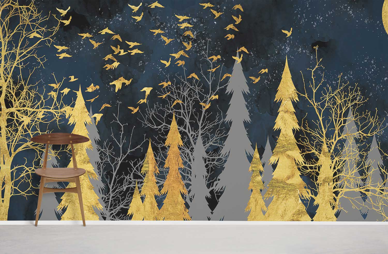 Papier peint mural de la forêt dorée