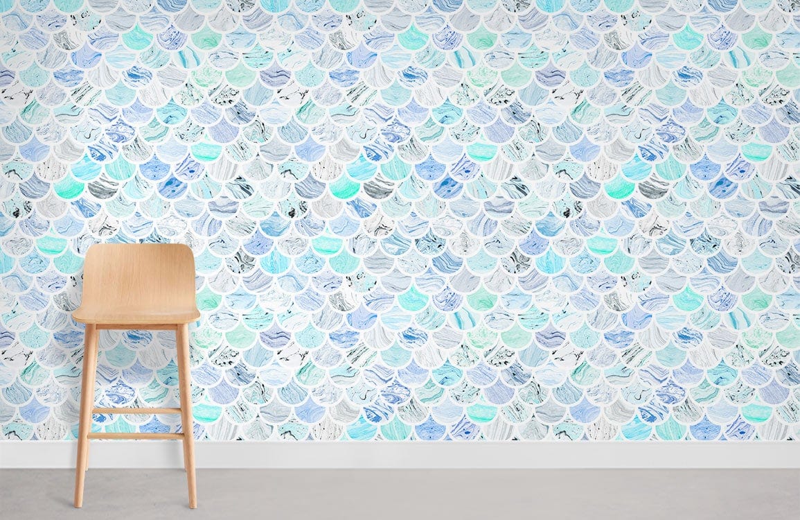 Salle murale murale de carreaux de marbre bleu