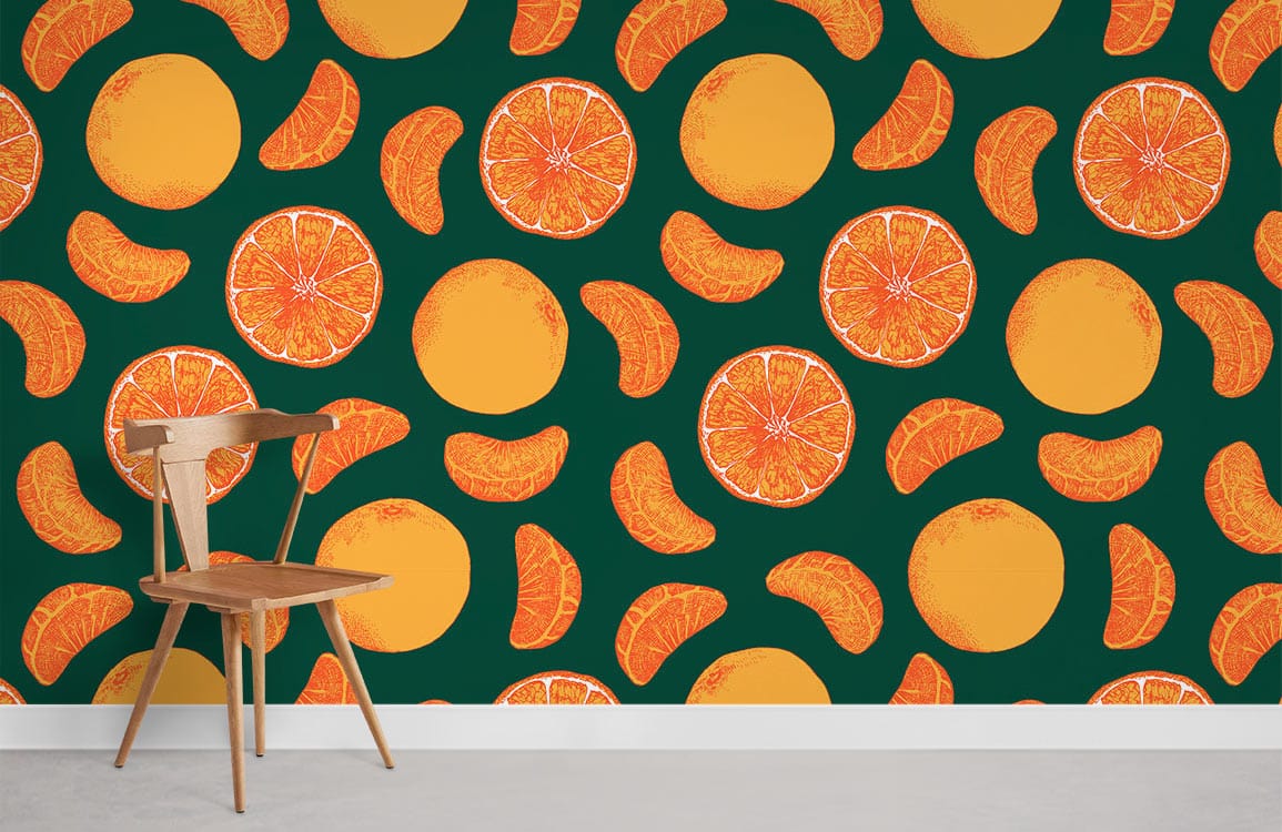 Salle de Peintures Murales de Photo de la Vie Orange de Vie Orange