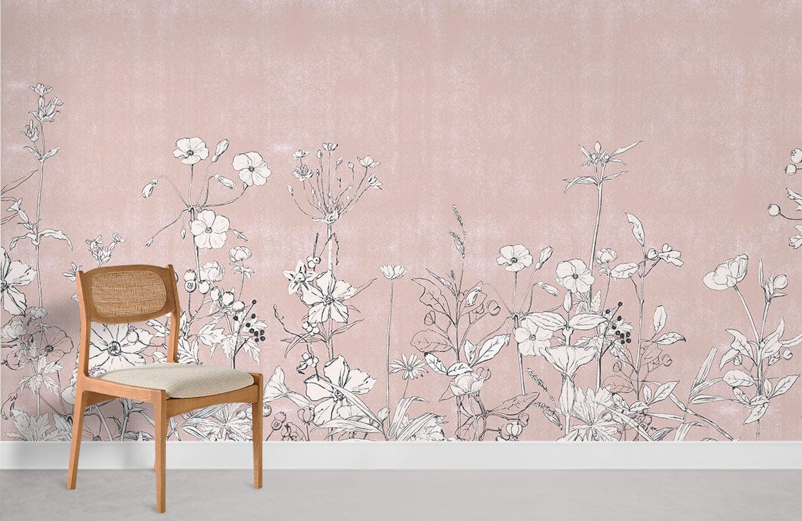 Plantes pâles papier peint mural salle