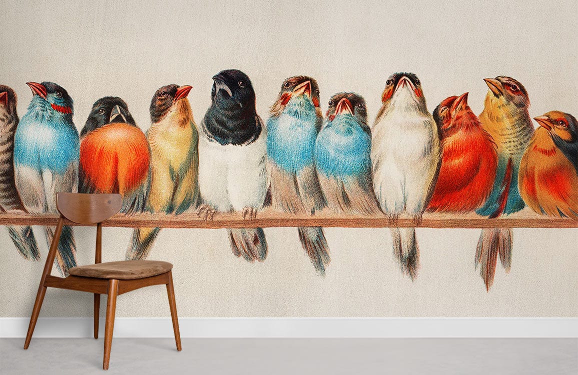 Perchoir des oiseaux papier peint mural salle