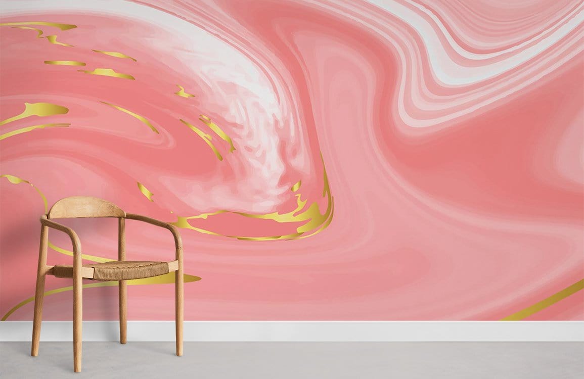 Salle de papier peint en marbre abstrait rose