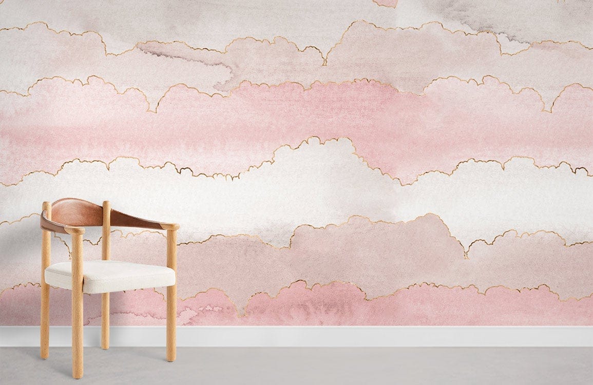 papier peint nuages ​​pastel rose