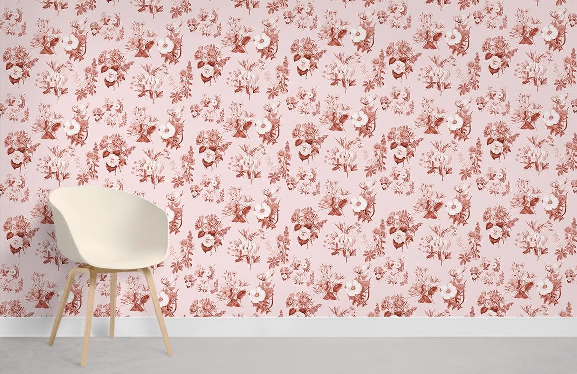 Papier peint à floral rose Salle murale