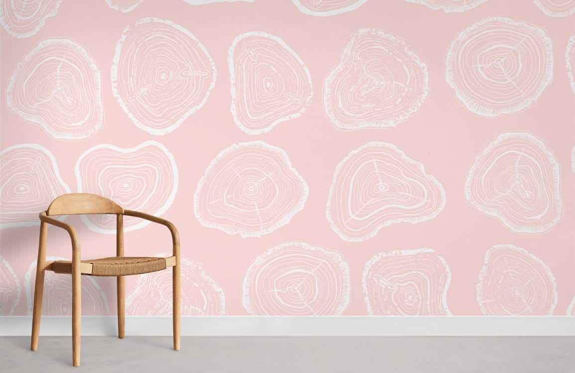 anneau de croissance rose effet bois papier peint mural