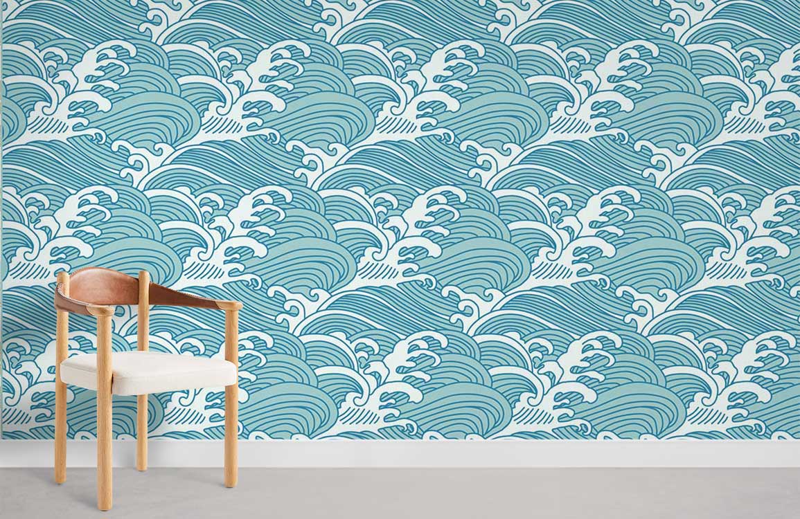 Papier peint de motif de mer rugueux salle murale
