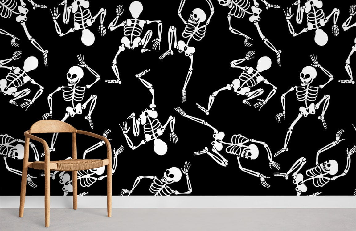 Fond de papier peint squelette de motif d'art mural