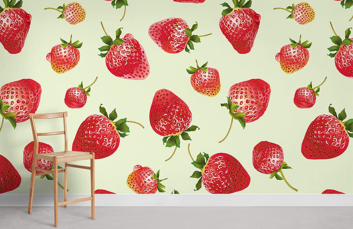 Fond de peint à bulles de fraise Murale