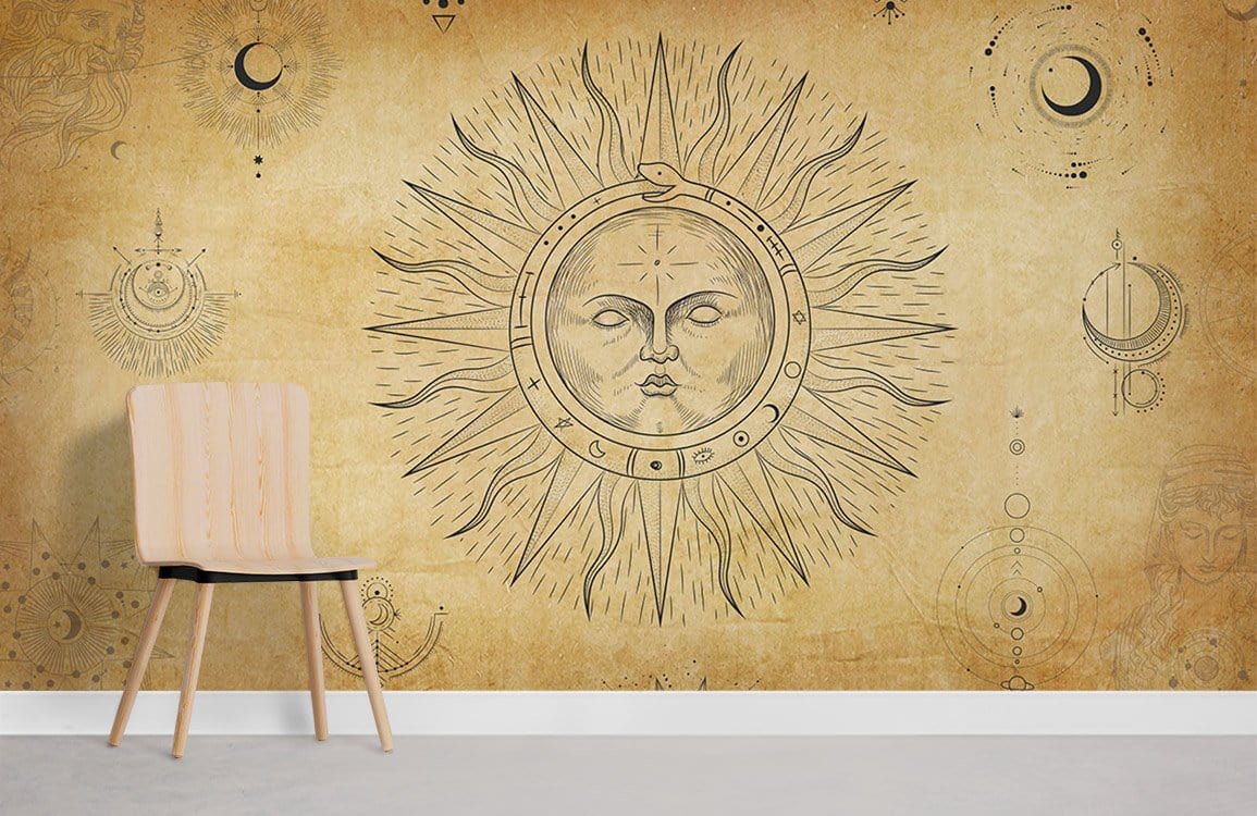 Papier peint motif d'art du soleil