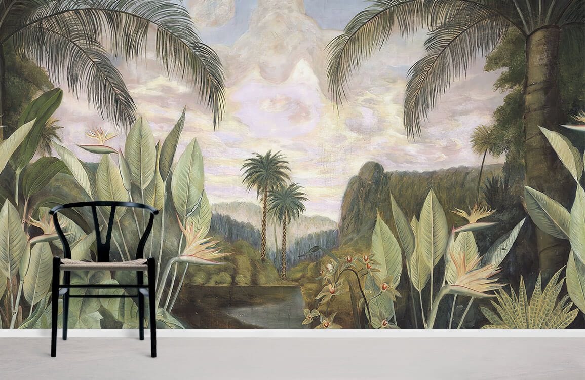 Papier peint de forêt tropicale salle murale