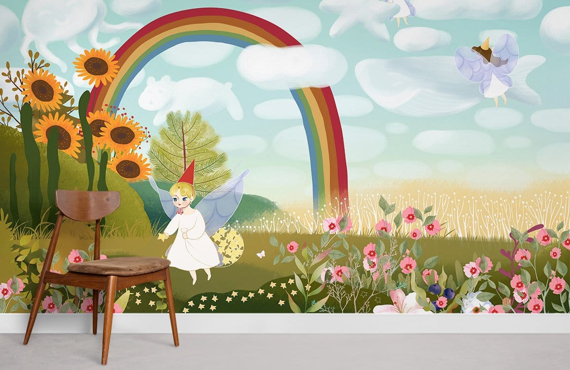 Elfes jardinier fleur papier peint chambre d'enfant