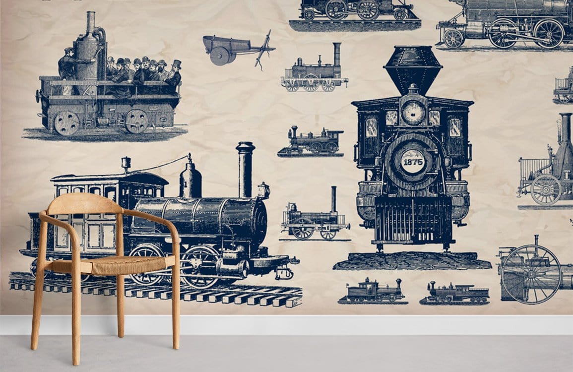 Trains Motif Papier Peint Industriel Chambre Murale