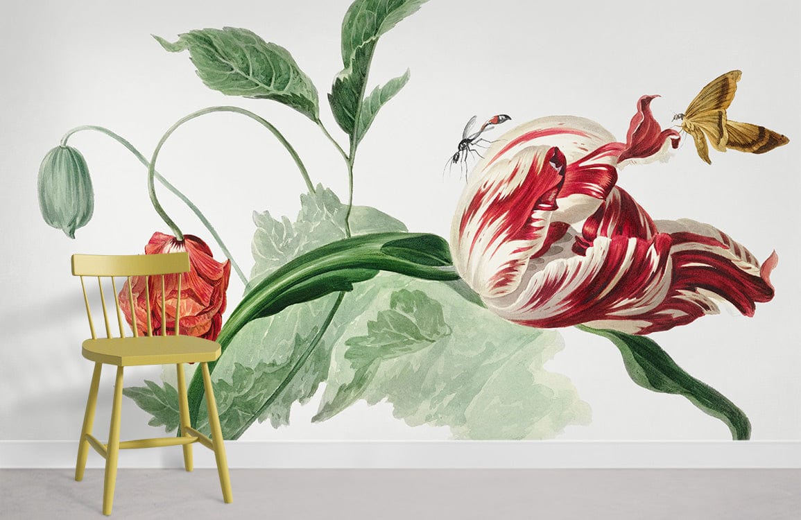 Papier Peint Tulipe & Coquelicot Chambre Murale