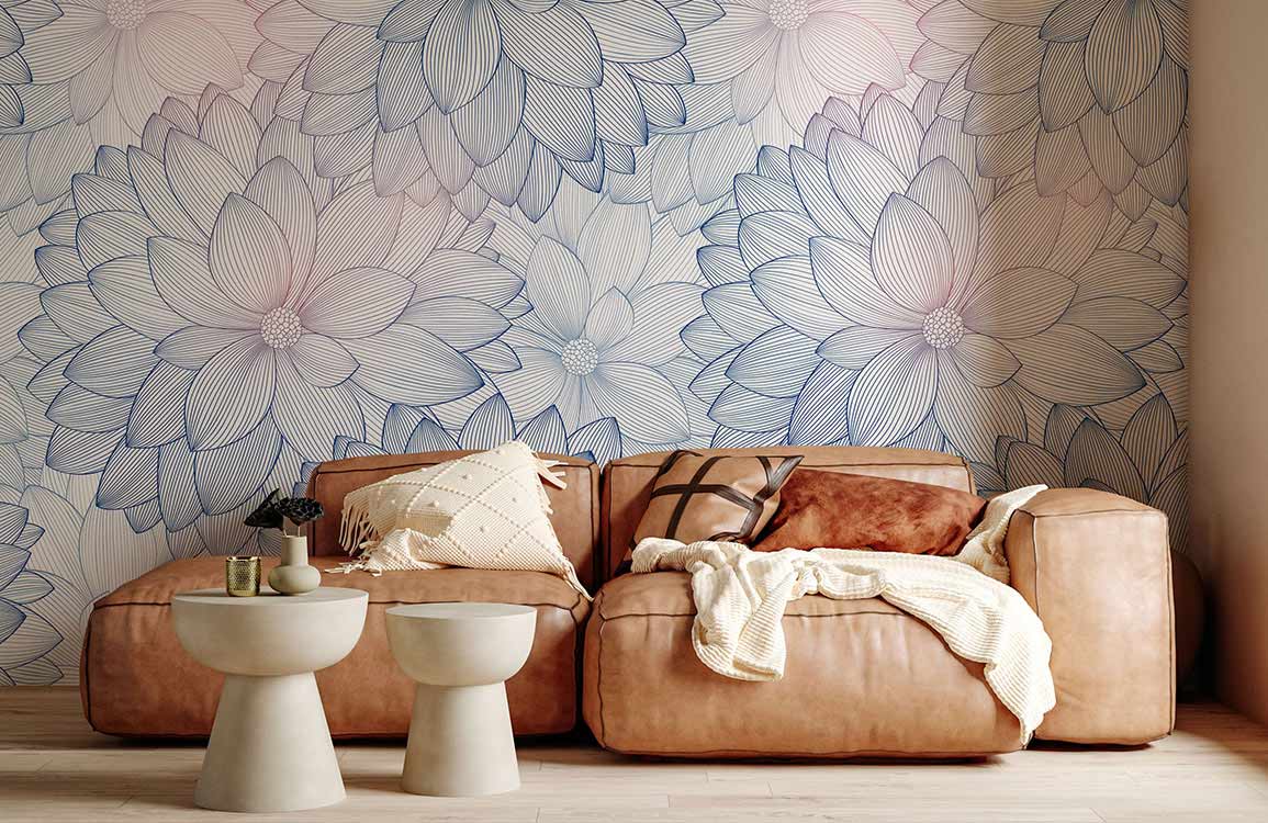 Papier peint à motif floral Paeonia Bloom pour le salon