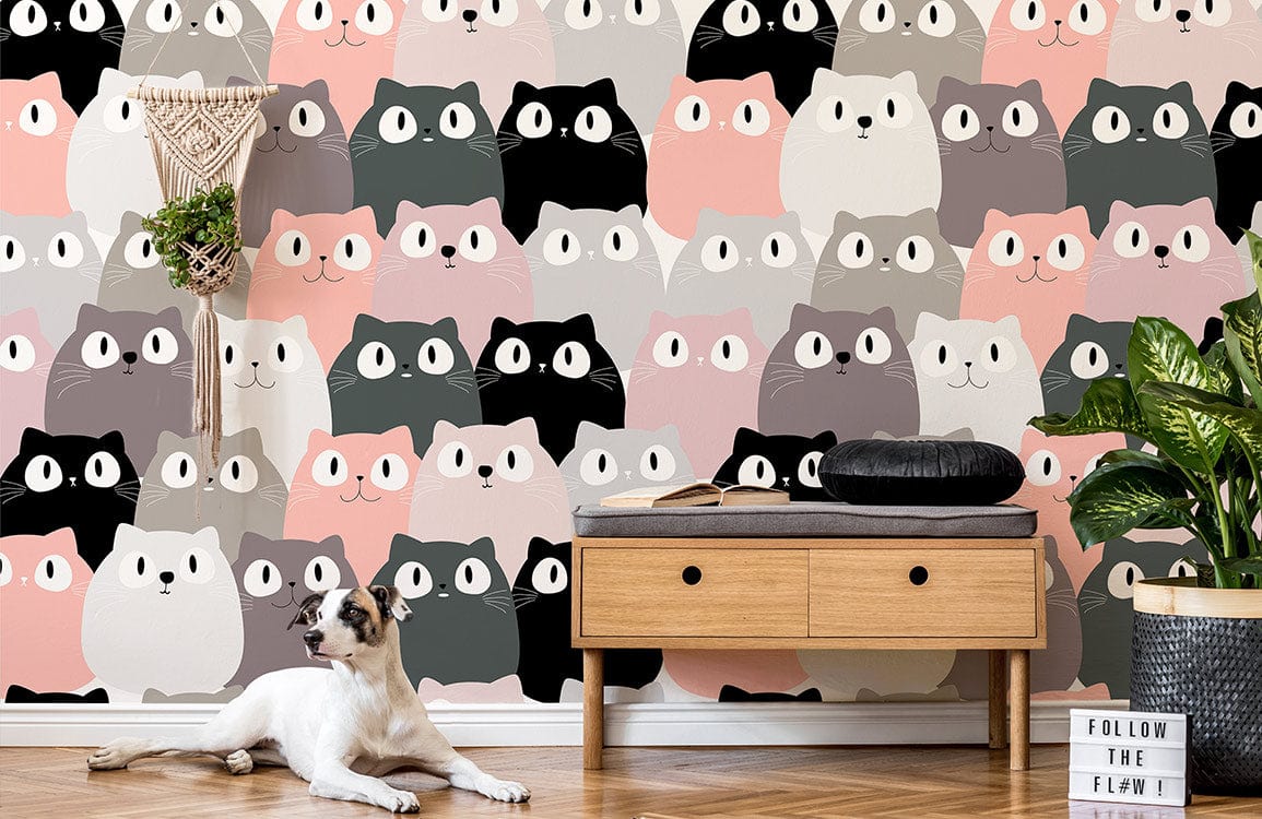 Papier peint mural pour décoration d'intérieur : chats aux grands yeux
